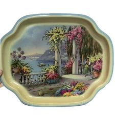 Vintage MTM Metal Tray Manufacturing Co. Decorative Metal Tray Made In England 