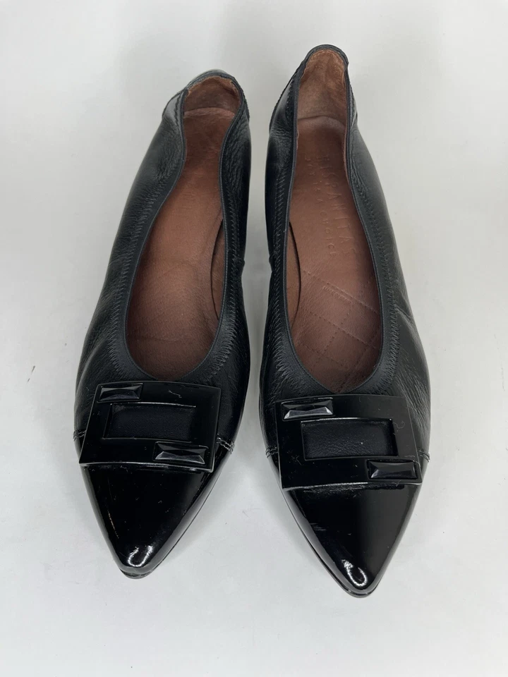 Hispanitas 女式鞋高跟鞋黑色皮革 39 码 US 8 西班牙制造 — 第 2/4 张图片