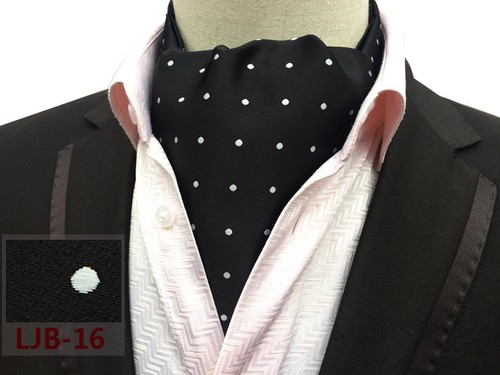 Corbata Cravat Ascot a lunares azul rojo negro púrpura 100 % seda - Imagen 9 de 12