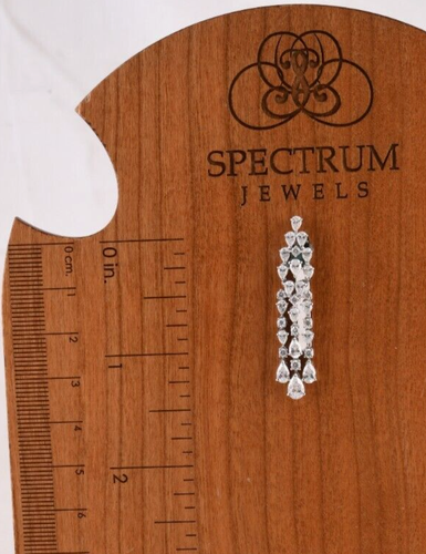 3.95 Ct Real SI/H Pear Round Diamond Dangle Drop Earrings Jewelry 14k White Gold - Picture 6 of 11
