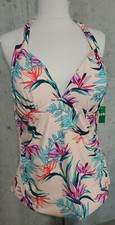 DIP NWT Womens L tankini swimsuit top Pink and floral print Halter Top