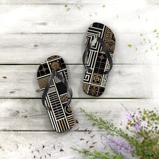 Stylish Graphic Flip Flops, Boho Beach Sandals, Summer Footwear, Vacation