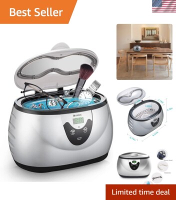 Multi-Use Ultrasonic Cleaner for Jewelry & Glasses - 20 Oz Stainless Steel Tank