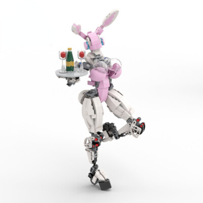 468 PCS MOC Mech Bunny Girl Figures Toys Building Blocks Collectible Model Briks