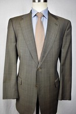 Austin Reed London Brown Glen Plaid Wool Two Button Two Piece Suit Size: 42R