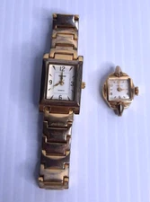 Lot of 2 Vintage Ladies Watches Untested Gold Tone Not Working Repair/Parts