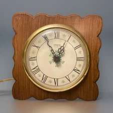 Vintage Retro MCM 1970’s Spartus Faux Wood Electric Wall Clock - Works