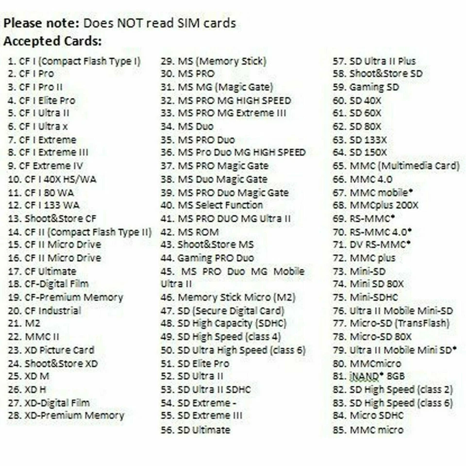 26-IN-1 USB 2.0 High Speed Memory Card Reader For CF xD SD MS SDHC with Nano kit - Image 3 of 4