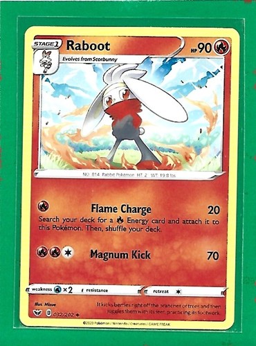 Pokémon TCG Sword And Shield Raboot #32/202 Regular Uncommon | eBay