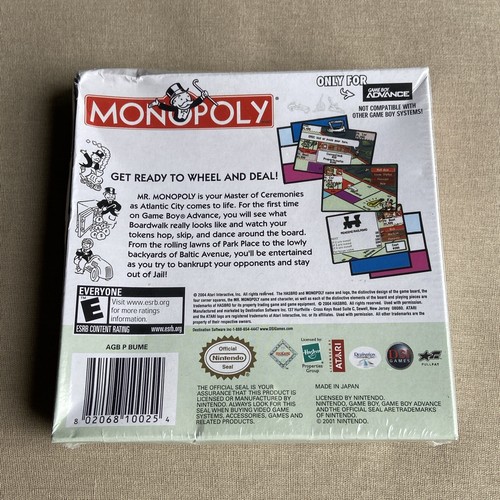 Monopoly (Nintendo Game Boy Advance 2005 NEW SEALED) GBA Board Game Anniversary+ - Picture 2 of 11