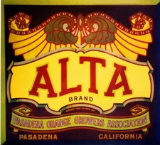 Pasadena California Alta Dena #1 Orange Citrus Fruit Crate Label Art Print