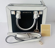 Borsa Michael Kors Dillon bicolore in pelle bianca e nera e tracolla