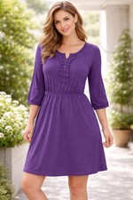 Gap Women's Purple Long Sleeve Button Cuff Blouse Dress Size Large Uk 14