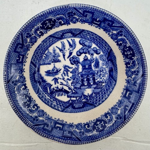 Antique 1911 Buffalo Blue Willow Pottery Dish 5” Set Of 9 ~ *Read Description* - Picture 3 of 11