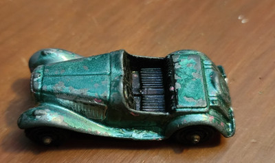 Vintage Tootsie Toy Car Toy Made in Chicago Classic Green Rare Silver Bottom MG