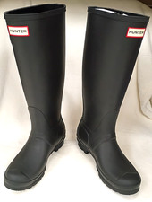 Hunter Original Tall Rain Ranch Work Boots Waterproof Black Women's Size 7 NEW