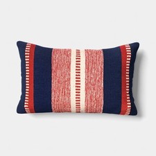Lumbar Woven Stripe Throw Pillow Blue/Red/Neutral