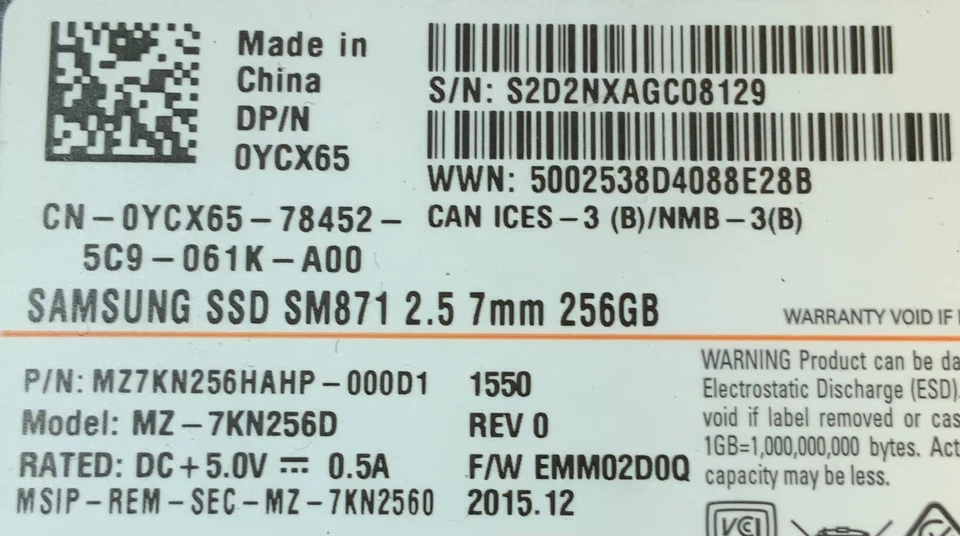Samsung MZ-7KN256D 256GB 2.5" SATA III Internal SSD Storage, Black "Q7D" - Image 2 of 3