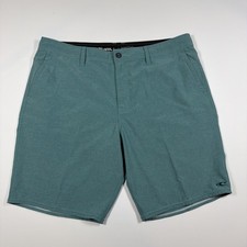 O'Neill Hybrid Shorts Mens 38 Green Striped Stretch Walk Surf Swim Stretch