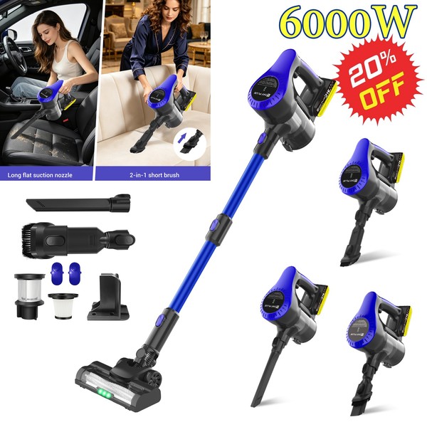 6000W Akku Staubsauger Beutellos Kabellos Bodensauger Handstaubsauger 6-In-1 Neu-image