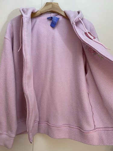 Vintage Disney Winnie the Pooh Pink Fleece Zip Hoodie Jacket Piglet Women’s L - Picture 8 of 9