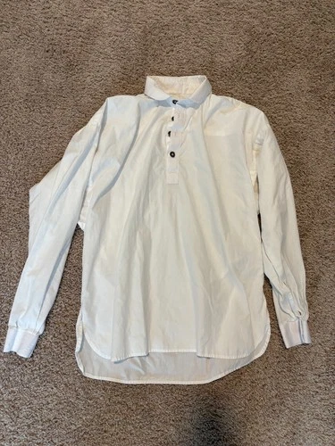 Civil War Reproduction Cotton White Used Shirt Pewter Buttons Adult Medium