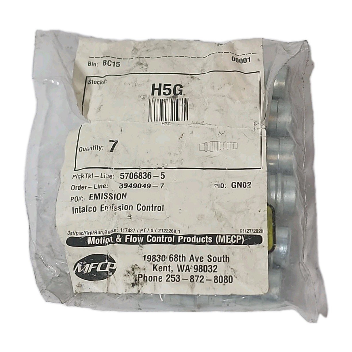 Lot of 7 Parker H5G Pneumatic Quick Connect Nipple 3/4 Air Hose Barb Plug Steel