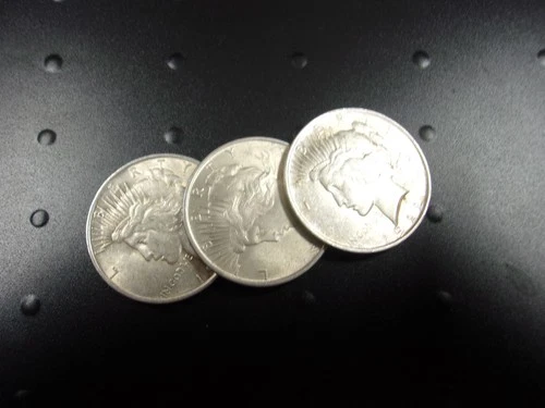 3 PEACE SILVER DOLLARS....GOOD SHAPE ,BELOW SPOT & FREE SHIP