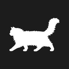Fluffy Cat silhouette Vinyl Decal Window Pet Animal Walking outline Sticker