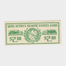 GENE AUTRY Western Movie Star 2 Paper Money Traffic Safety Board GAME Vintage