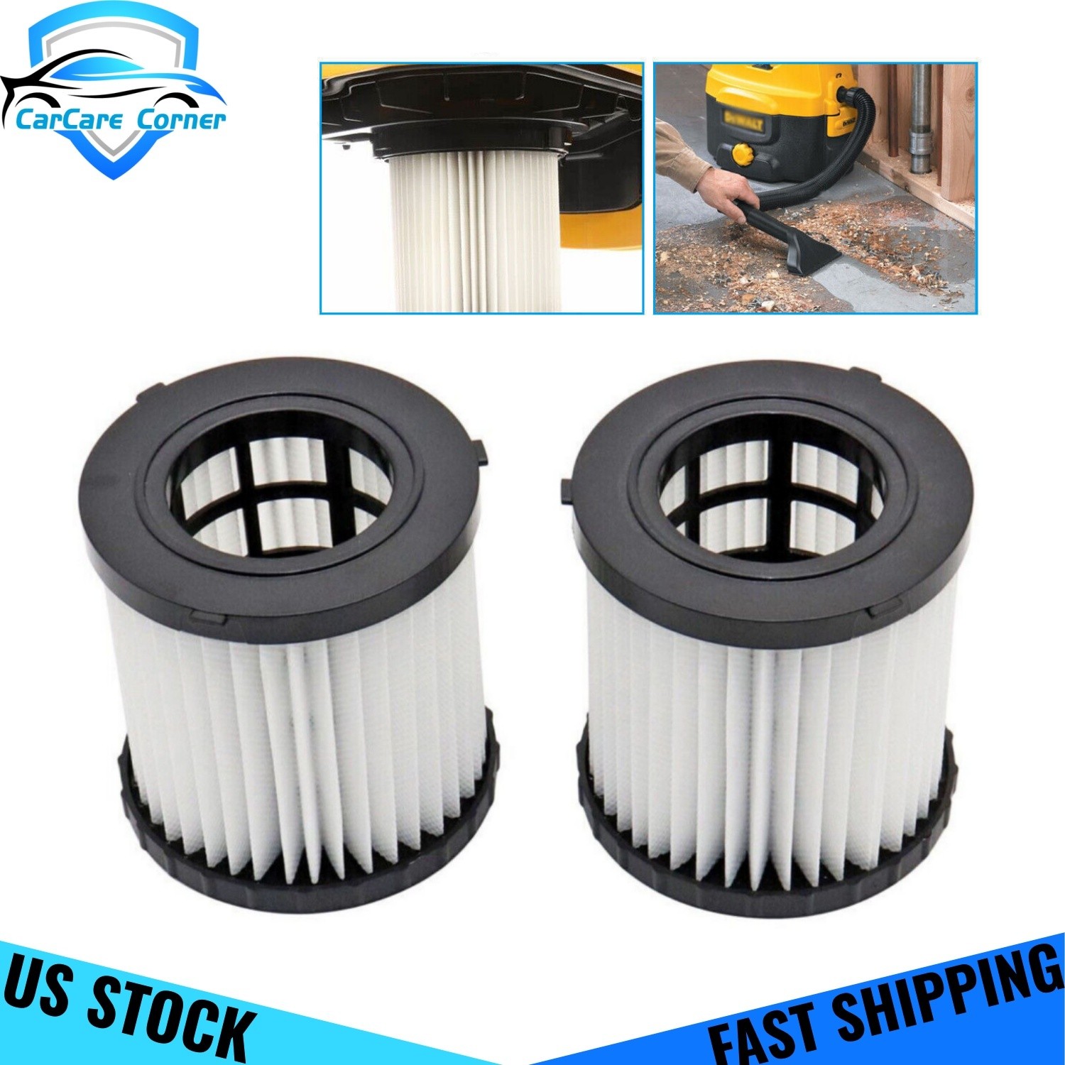 2 Pack For DeWalt DCV580 DCV581H Wet/Dry Vacuum Hepa Replacement Filter NEW