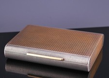 SUPERB ITALIAN 18K ORANGE GOLD & STERLING SILVER CIGARETTE VANITY COSMETIC CASE