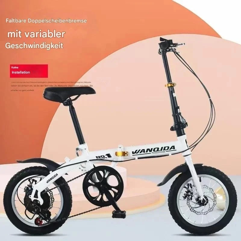 12 Zoll Klappfahrrad Mini Fahrrad ultraleicht faltbar City Bike Studenten Scheib - Bild 4 von 4
