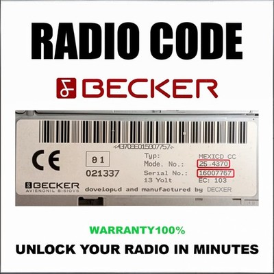 UNLOCK RADIO CODES FITS BECKER HARMAN FOR CAR MERCEDES BENZ PORSCHE 1 SERVICE