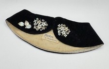 Vtg TUCKER by Fran  Lou Red Velvet Collar with Real Mother Of Pearl Accents