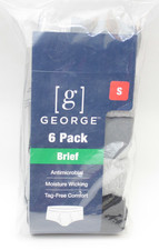 Men's SMALL Brief 6 pack Wicking Tag Free Gray-Black Solids are 100 Cotton 