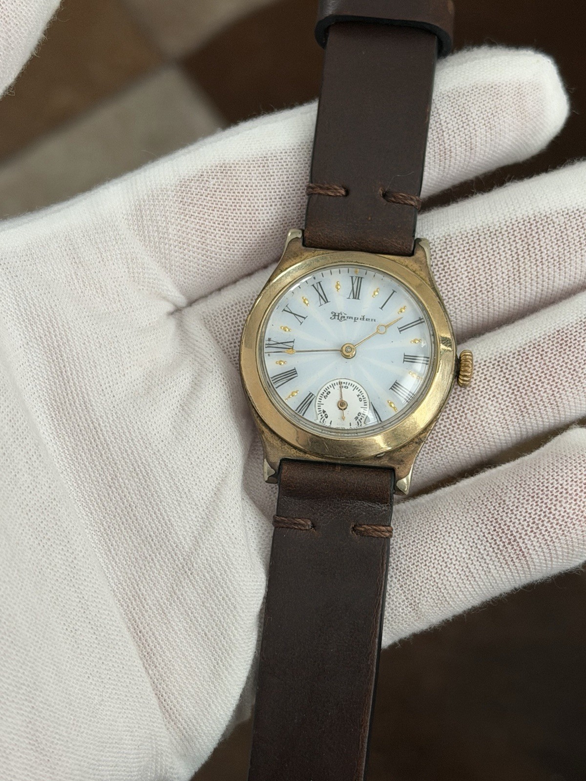 Vintage Hampden Art Deco Fancy Enamel Dial Lever Set Men’s Classic Dress Watch