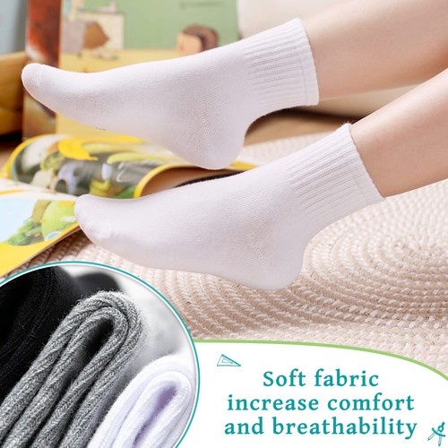 Kids Athletic Crew Socks Boys Girls Cotton School Uniform Casual Basic Socks ... - Picture 3 of 6