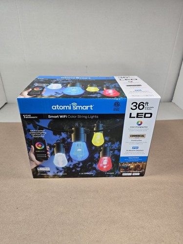 Atomi Smart Wi-Fi Color Outdoor String LED Lights 36ft Commercial Grade IP65