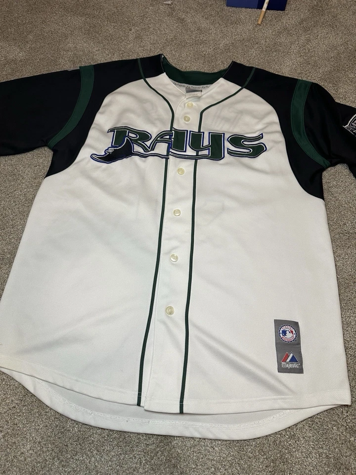 Vintage Tampa Bay Devil Rays Majestic Gomes Jersey L White MLB Baseball Rare - Image 2 of 4
