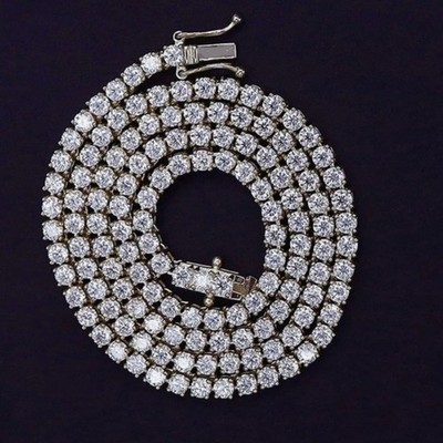 10 kt runder im Labor gezüchteter Diamant Damen Tennis Halskette 14 K Gelbgold über 18 Zoll