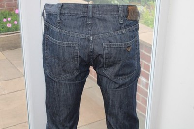Herren Armani W30 L32 Dunkelblau Indigo 30R Jeans J31 Regular Straight AJ Reißverschluss