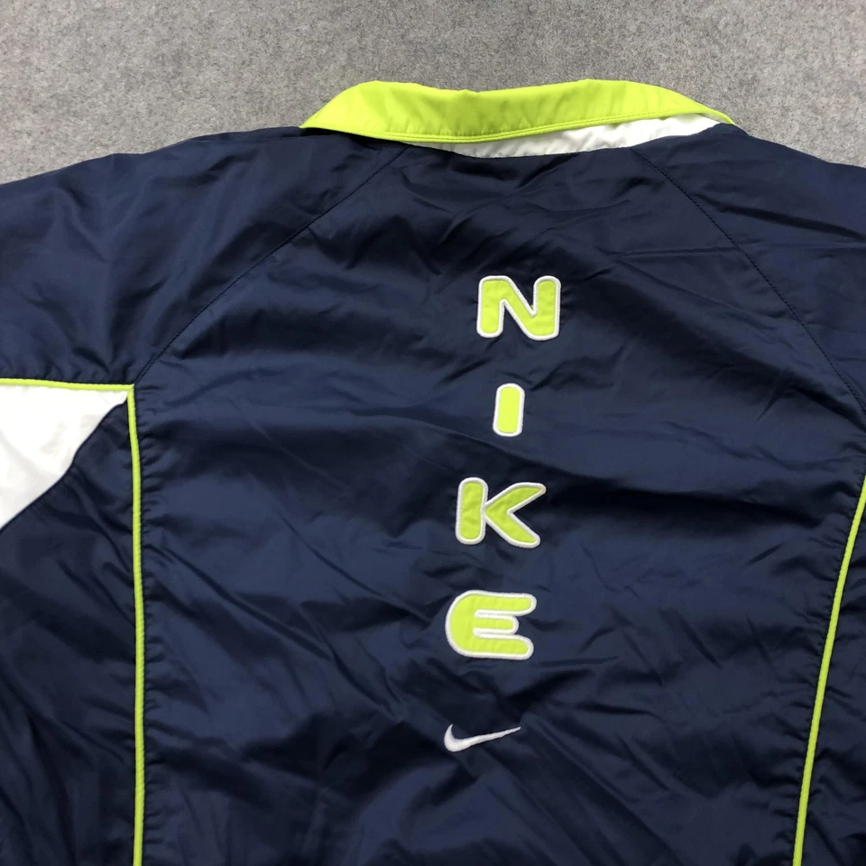 Chaqueta cortavientos vintage Nike para mujer XL Swoosh deletreada retro años 90 pista Foto 3 de 4