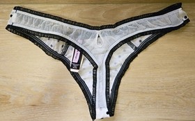 NWT Vintage Victoria's Secret Sexy Little Things Polka-Dot Mesh Thong Panties M