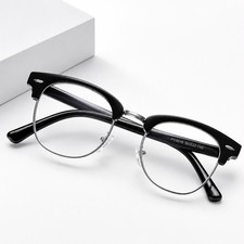 Men's Blue Light Blocking Glasses Retro Oval Computer Gaming Reading Eyewear Bla