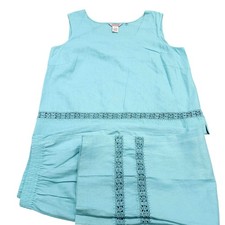 Stonebridge Outfit Set Womens L Blue Linen Bl...
