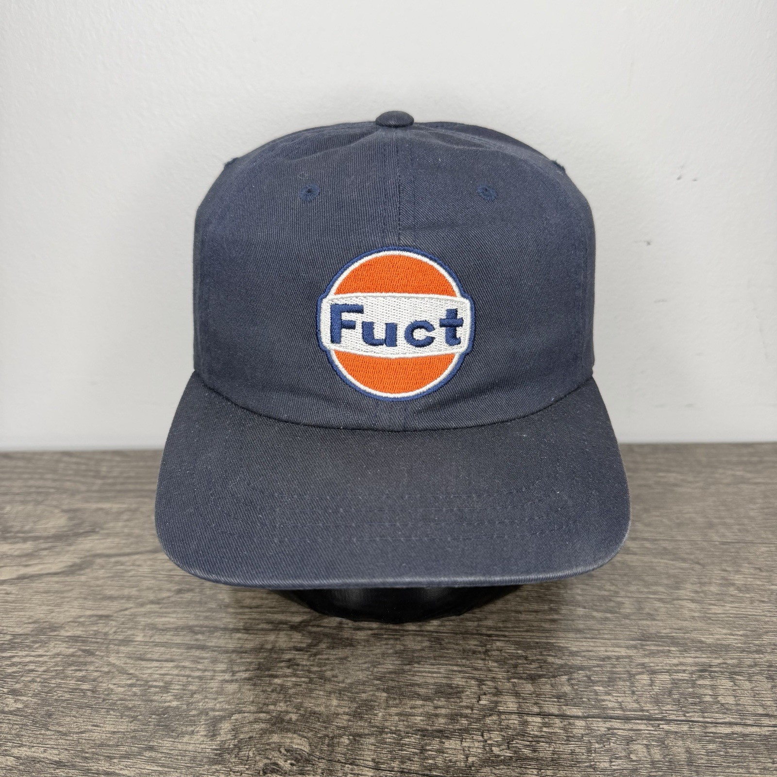 RARE Fuct Los Angeles Parody Gulf Gas Snapback Hat VINTAGE Navy Blue