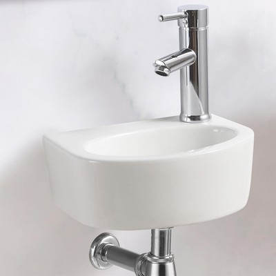 Kleines weißes Keramik Mini Handwaschbecken kompakt Badezimmer Garderobe Waschbecken nur