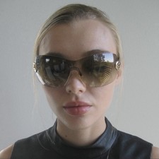 Gucci Y2K Brown Shield Sunglasses Gold Heart Logo