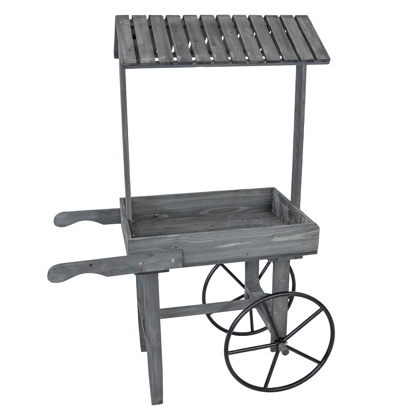 Rustic, Vintage Flower Cart Display Stand with Wheels - Gray by Sunnydaze